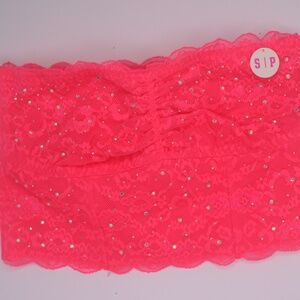 Victoria's Secret PINK Bedazzled Lace Bandeau Bra Top Tube Top